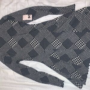 SO Black and White Patterned Long Sleeve Dress